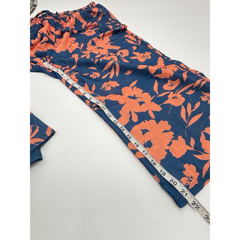 LOMON Linen Cotton Floral Wide Leg Crop Pants NWT Boho Resort Coastal L - Picture 10 of 10